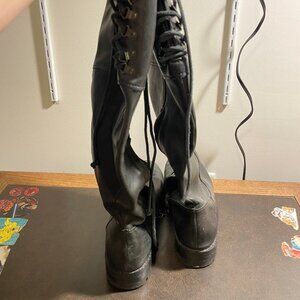 Nike Air Knee High Black Leather Boots - Women's Size 9/9.5